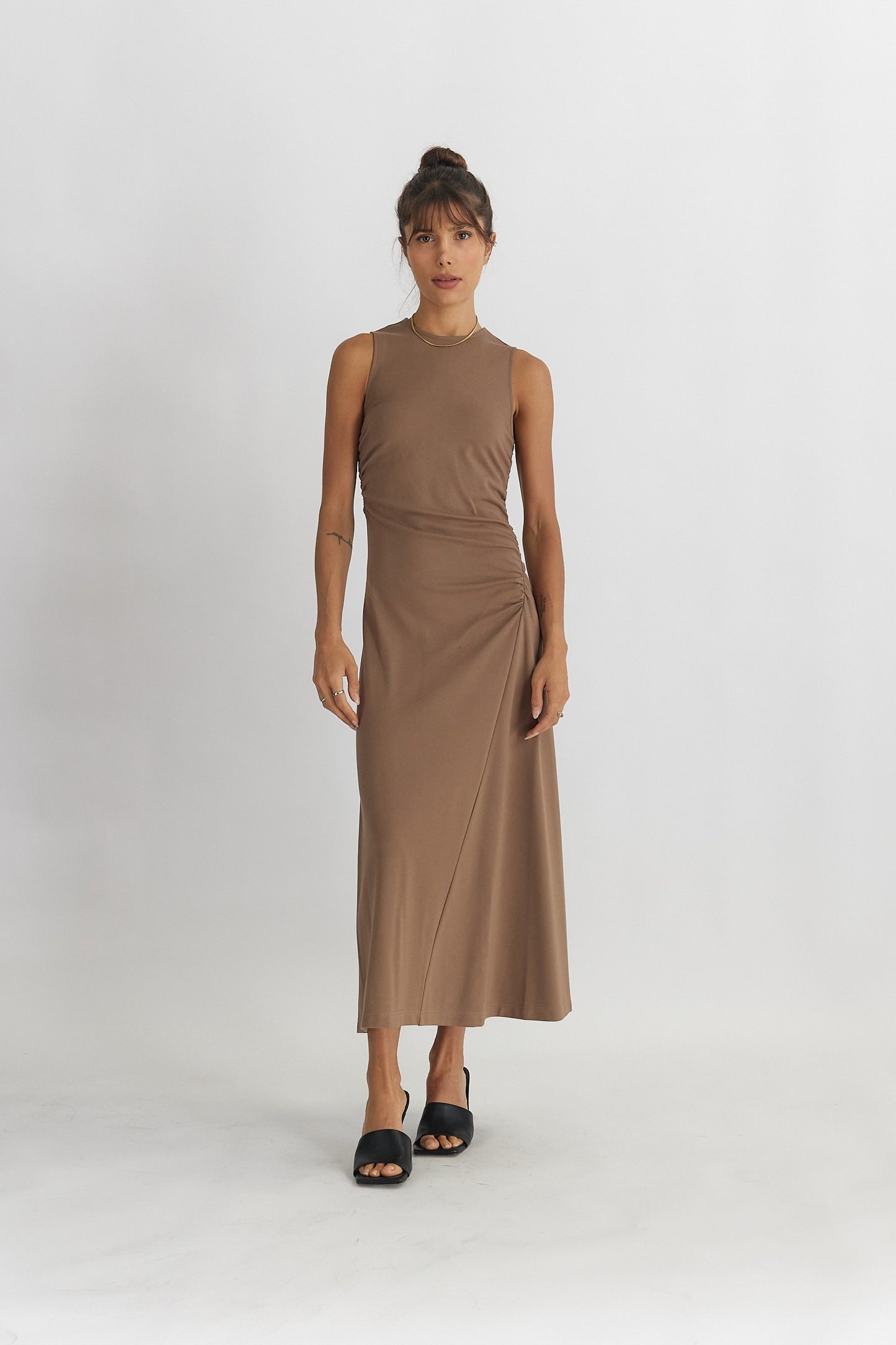 Elena Ruched Sleeveless Dress