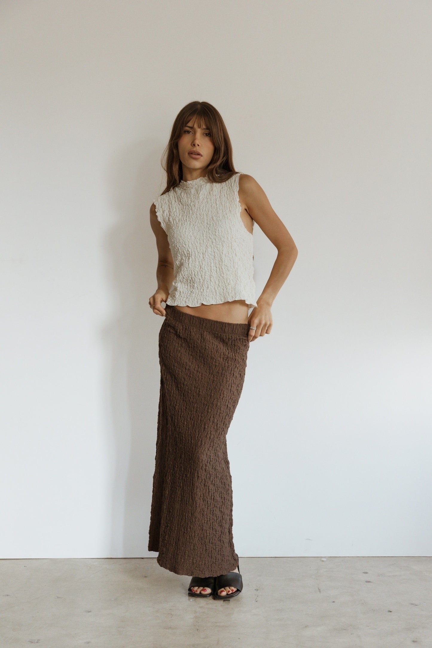 Mari Textured Midi Skirt