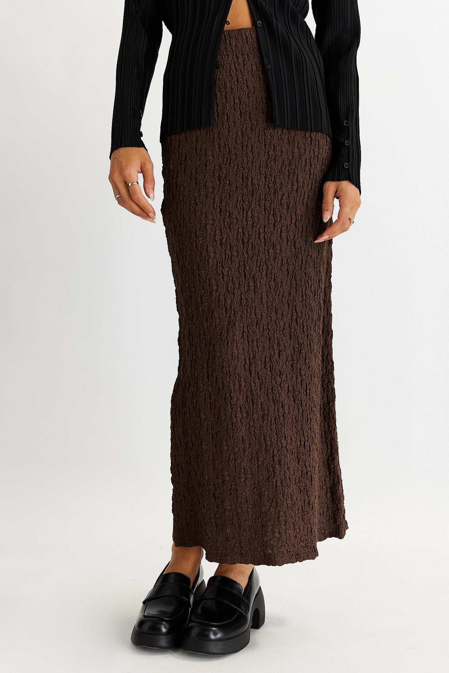 Mari Textured Midi Skirt